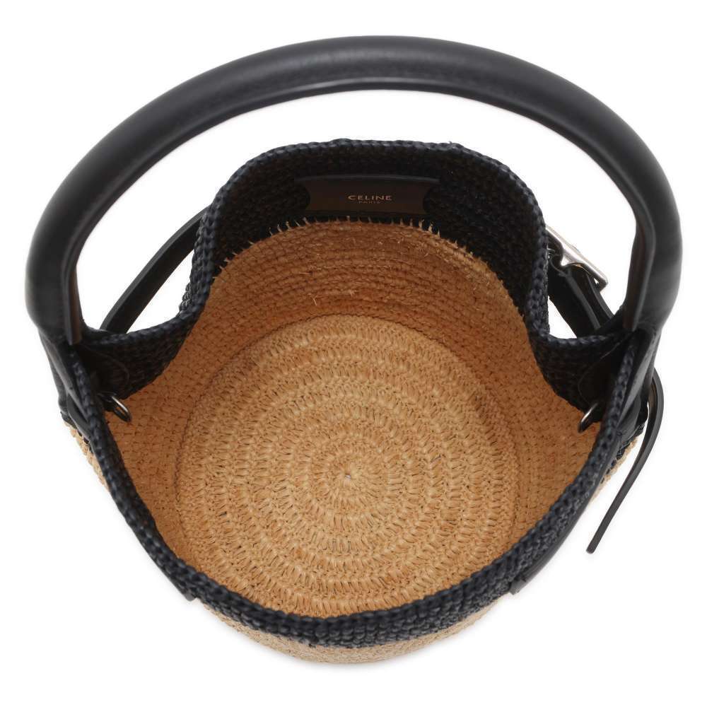 Celine handbag bag bucket raffia shoulder black basket - Picture 6 of 8